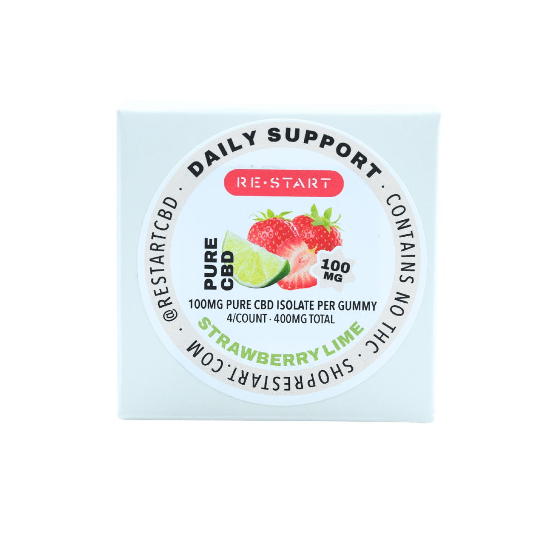 CBD 100MG Gummies Strawberry Lime (1MG THC) / 4ct (Reg. Price $15)